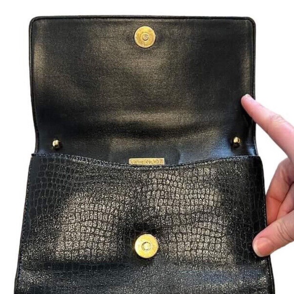 Vintage Givenchy Leather Clutch Bag Black Croc - Picture 3 of 9
